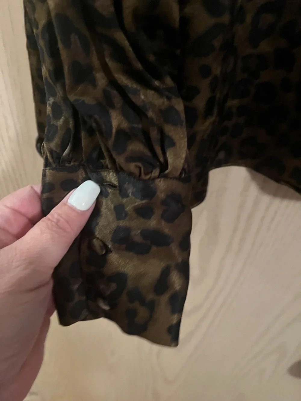 Zara Leopard Print Brown and Black Mock Neck Blouse - Picture 4 of 12